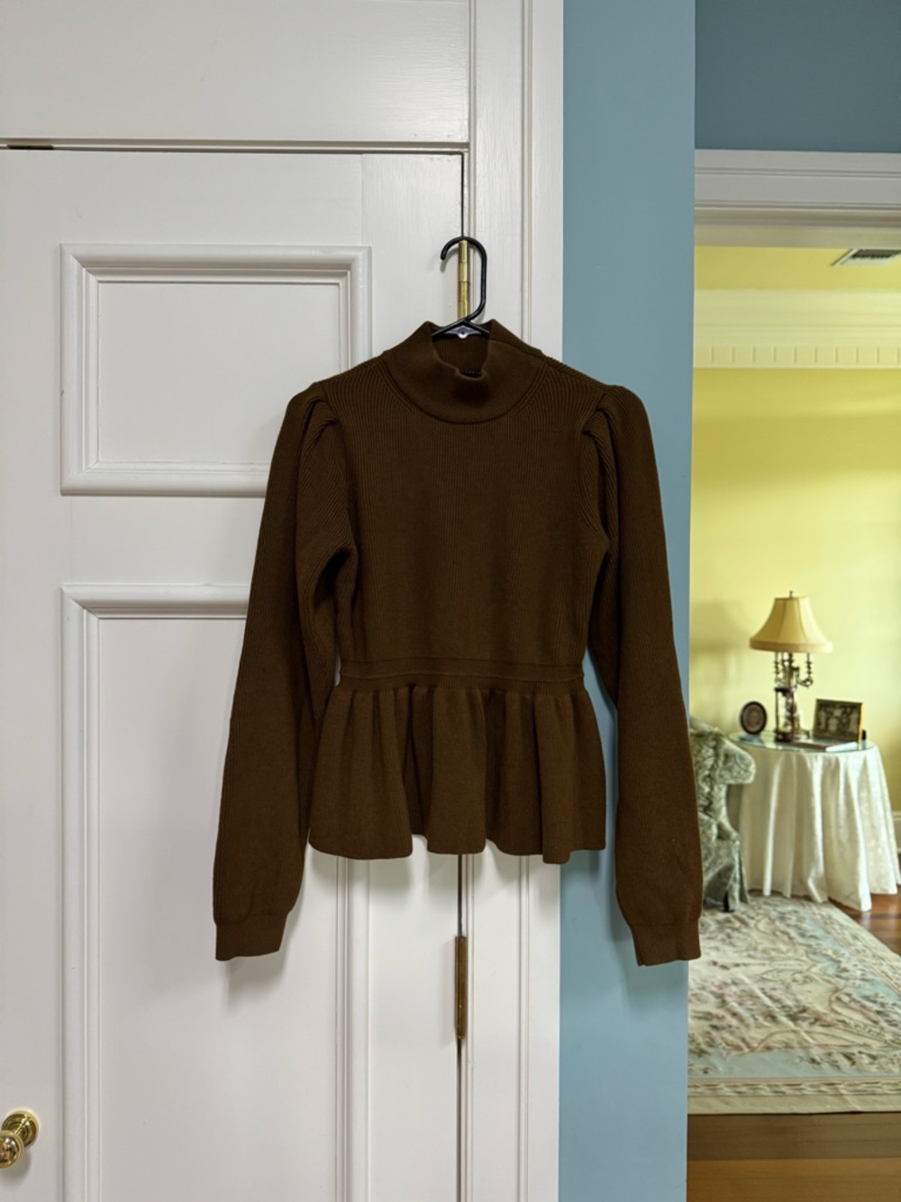 English Factory Camel Ribbed Mock Neck Sweater size M